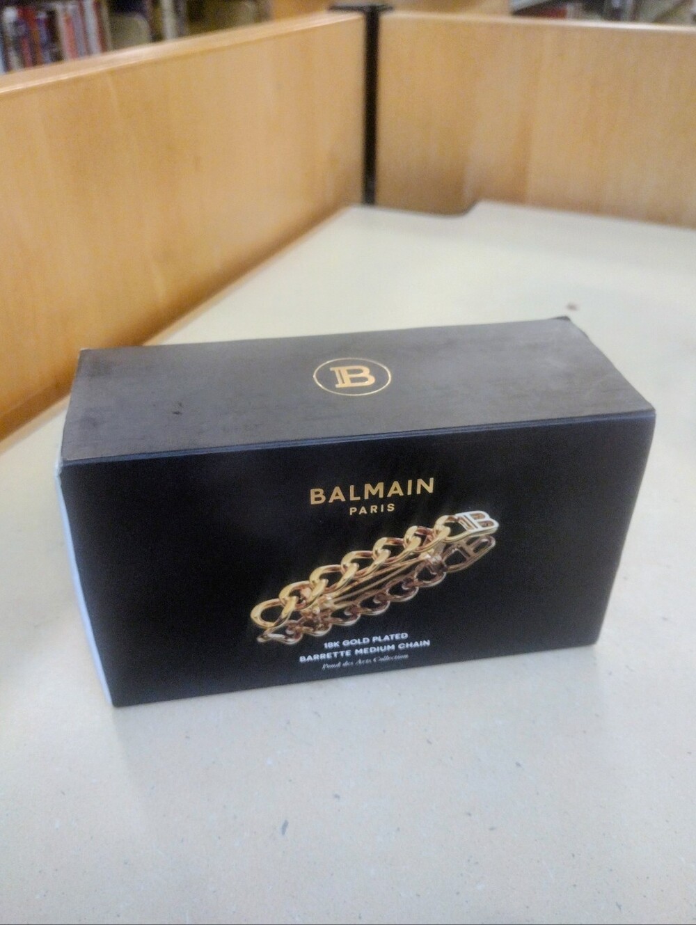 NIB Balmain Paris Hair Couture Limited Edition M Chain Barrette 18K Gold Plated"